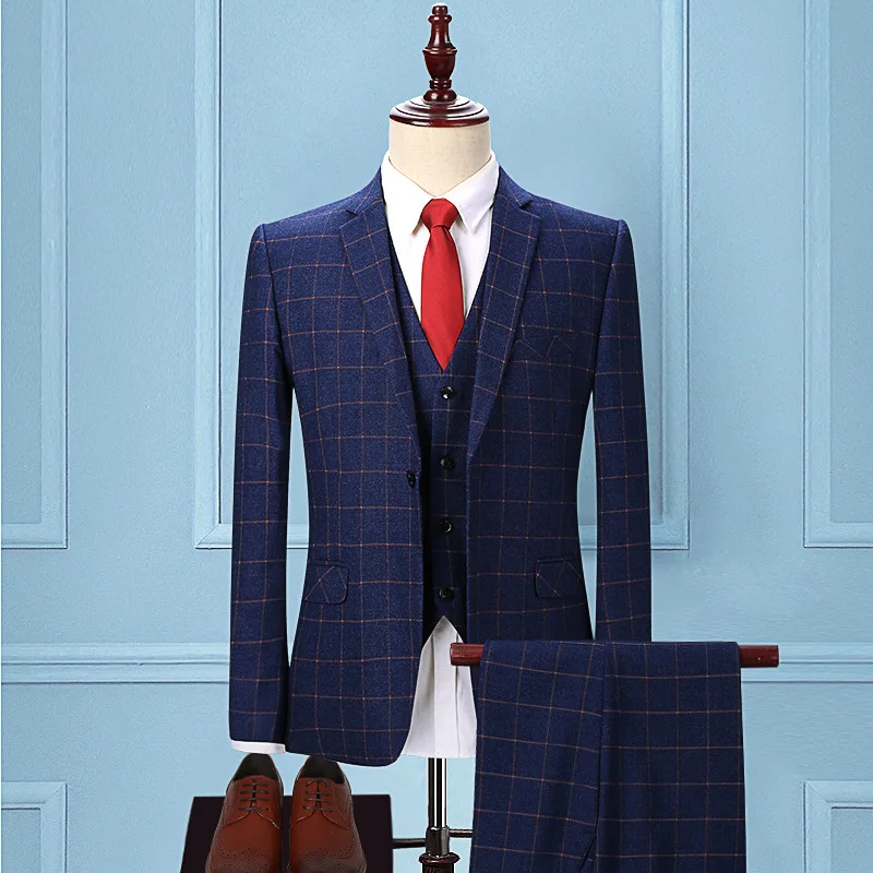 

Mens Solid Business Suit 3-Pieces latest coat pant designs Groomsmen For Wedding/party(Blazer+tie+Pants)
