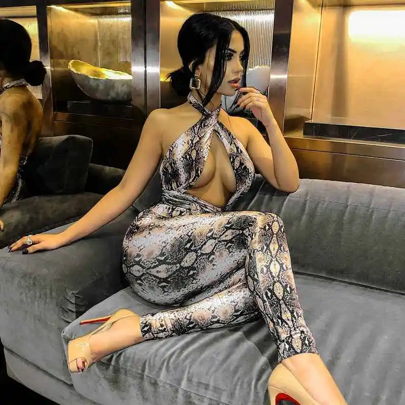 

2021 new arrival spring women Halter sleeveless Floral full-length zipper jumpsuit women sexy playsuit