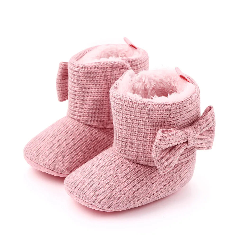 

Hot selling bow-knot shoes warm winter booties for infant baby girl, Grey/pink/black/dark red