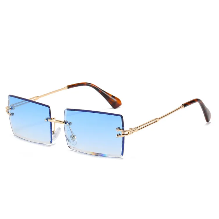 

2020 trending rectangle small shades metal square fashion rimless square sunglasses, Mix color or custom colors