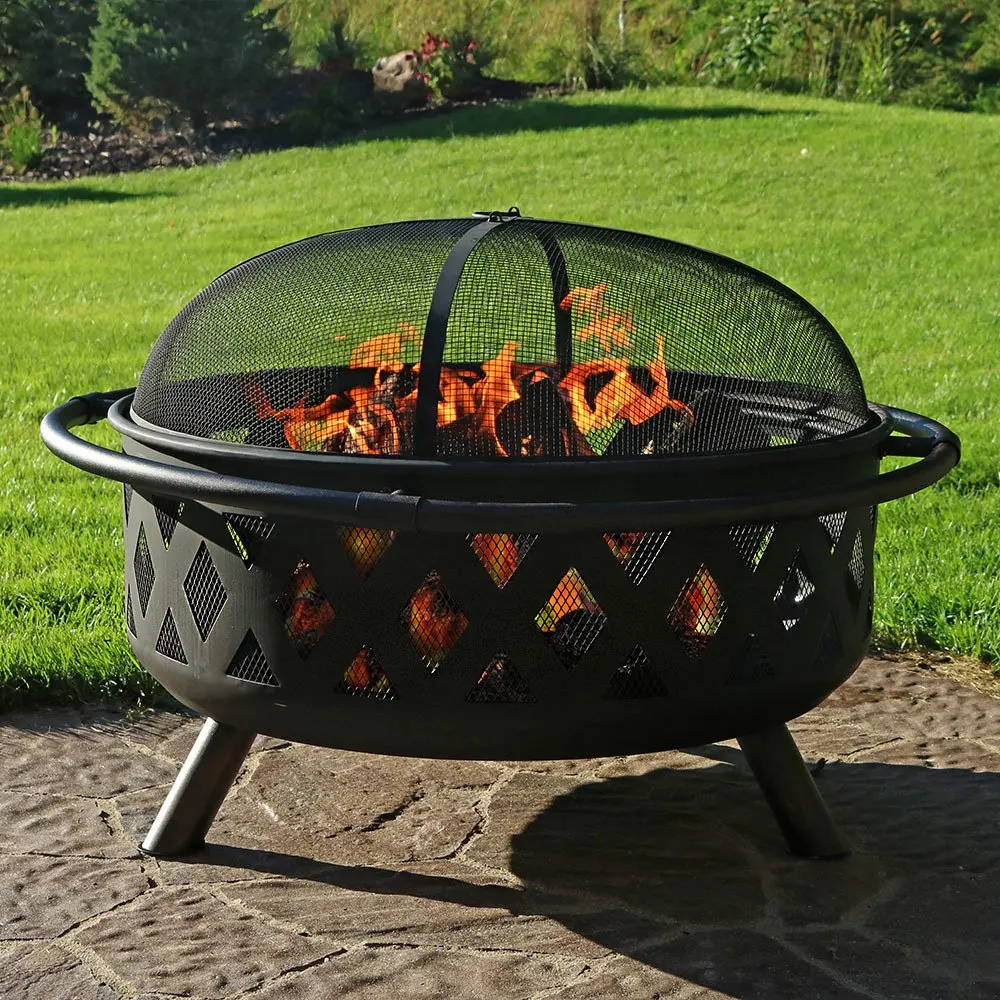 Outdoor Fire Pit - 36 Inch Large Bonfire Wood Burning Patio & Backyard Firepit