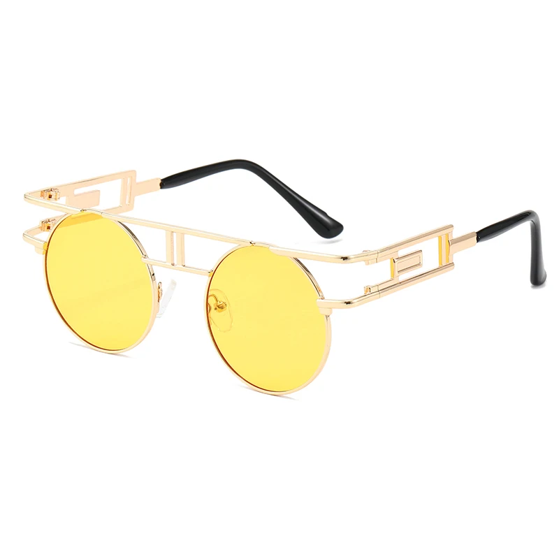 

Superhot Eyewear 13961 Retro Vintage Steam Punk Sun glasses Small Oval Metal Frame Sunglasses