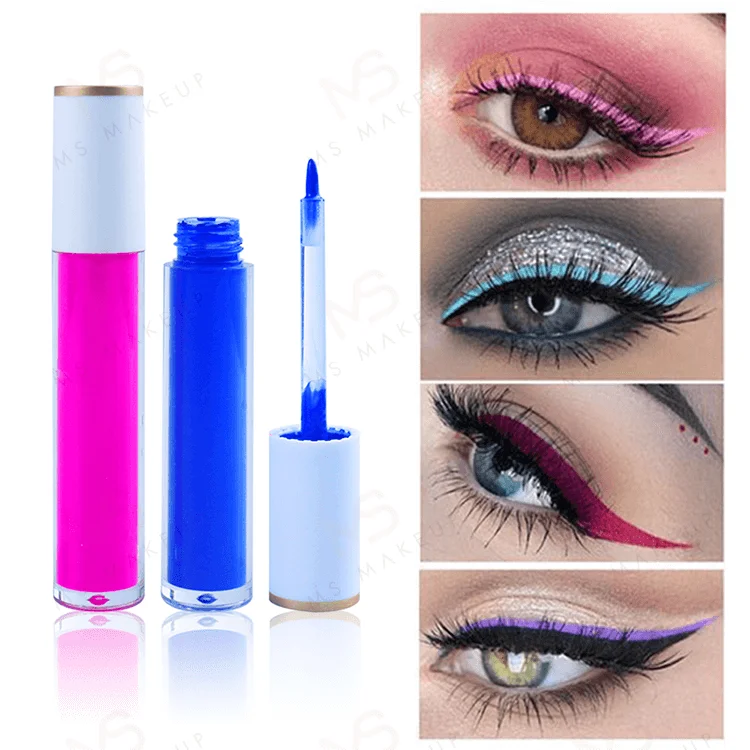 Oem Wholesale 12 Colors Fluorescent Custom Logo Private Label Magnetic Glitter Colorful Liquid Eye Liner Eyeliner