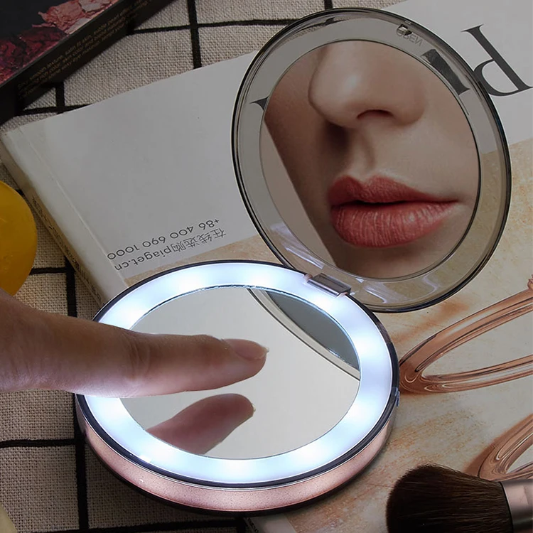 
Light Adjustable LED Lighted Travel Makeup mini Mirror Foldable Compact Mirror espejo de maquillaje con luz led  (62244566597)