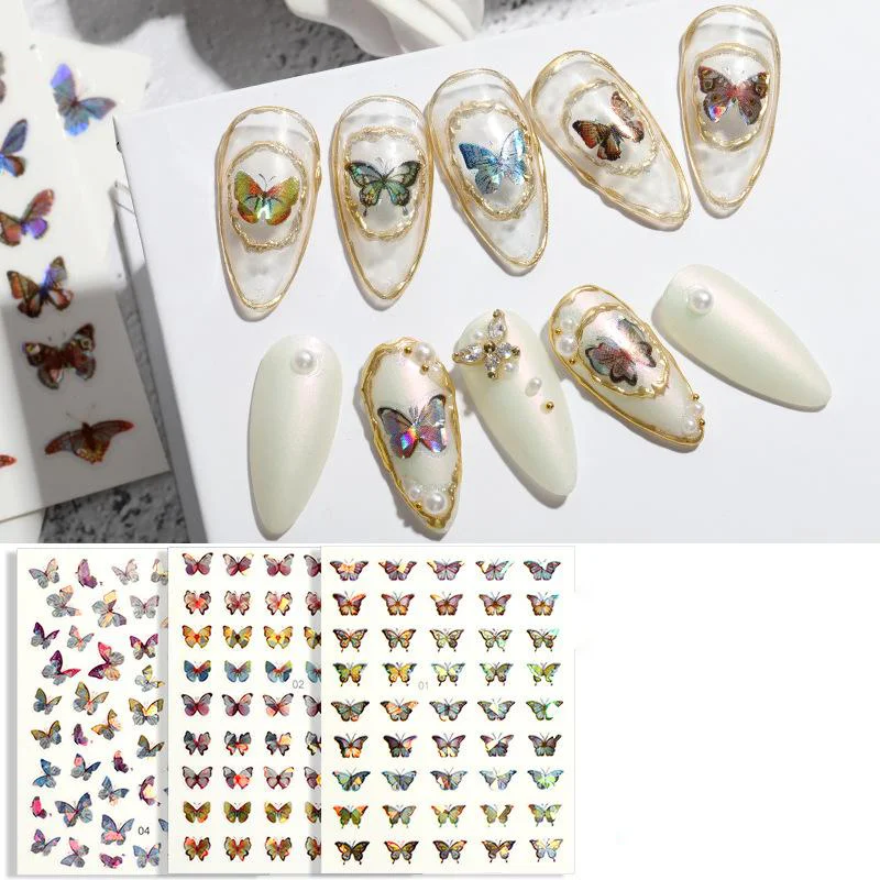 

3D Laser Holographics Butterfly Aurora Diy Nail Stickers Nail Art Decals For Girls Decoration Sticker Nails