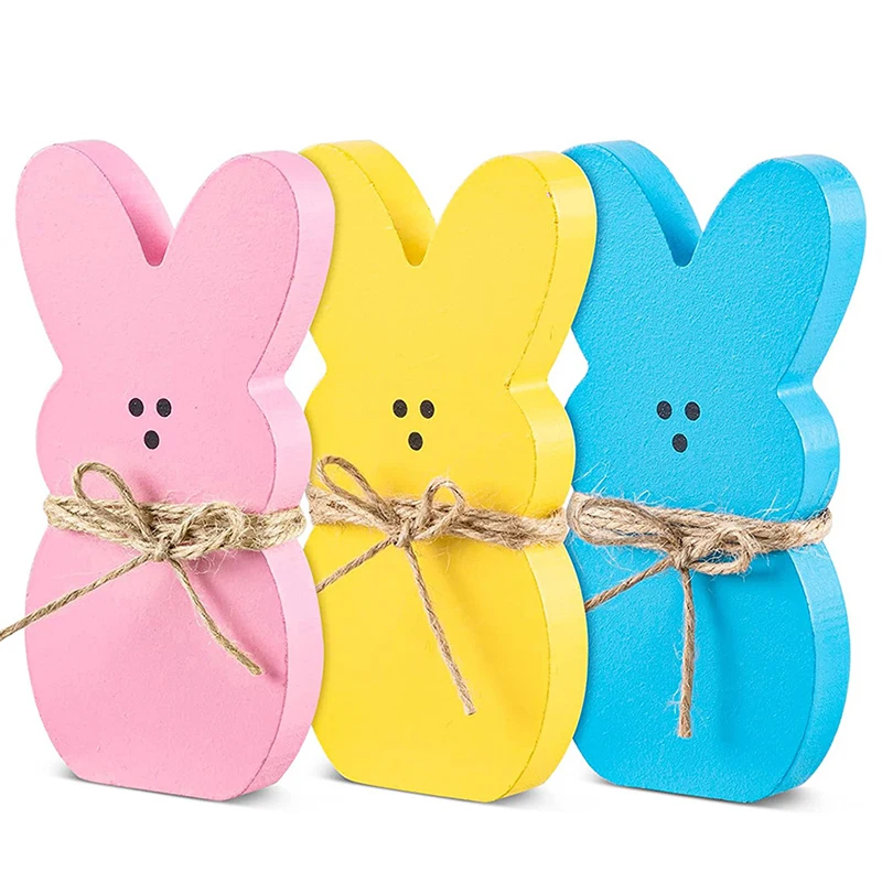 

Easter Bunny Peeps Table Decorations Centerpieces Wooden Spring Shaped Peep Bunnies Rabbit Tiered Tray & Table Top Sign Decor