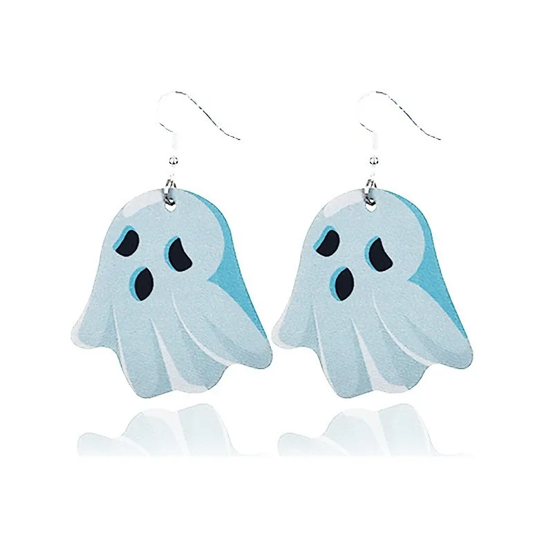 

2020 Halloween Creepy Skeleton Eye Bat Printed Leather Earrings For Woman, As the picture show or as request