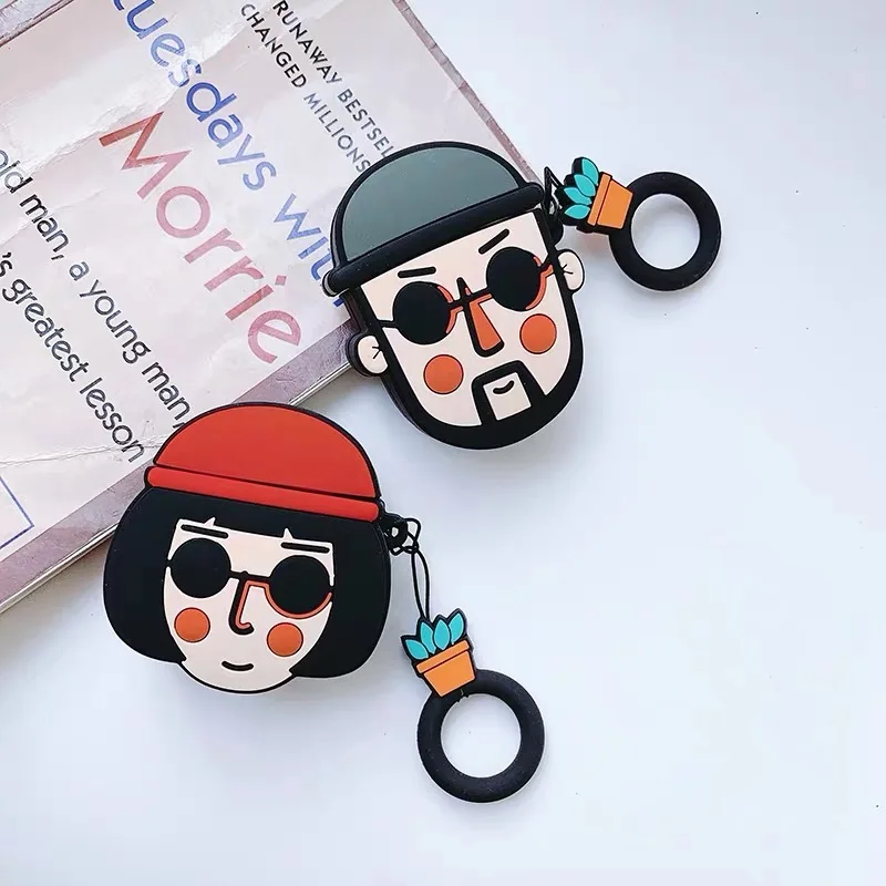 

3D Cartoon Leon Design Earphone Case with Finger Ring for Airpods Pro Lovely Killers Style Protective Cover for Airpods 1/2