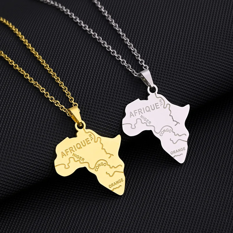 

Newest Arrival 18K Gold Plated 316L Stainless Steel Africa Necklace Africa Map Pendant Necklace