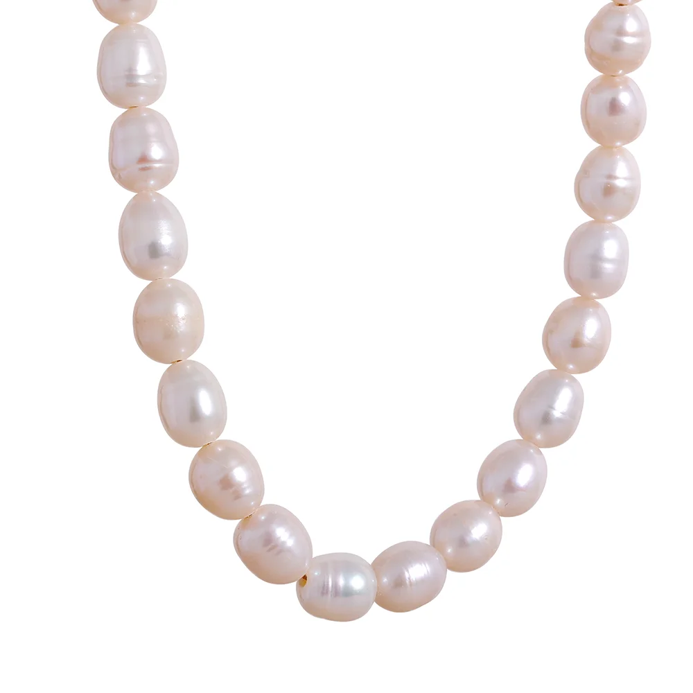 

JINYOU 1538 Luxury Freshwater Natural Pearls Beads Clavicle Necklace Women Gift Fashion Stainless Steel Handmade Jewelry