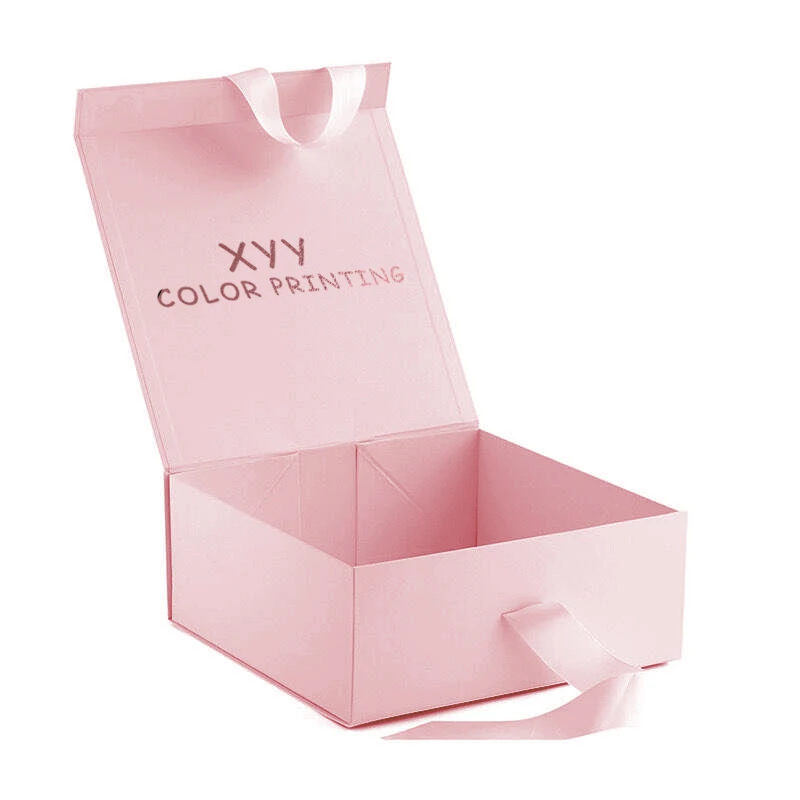 
High quality paper packaging Folding Magnet Gift box with Ribbon Closure 