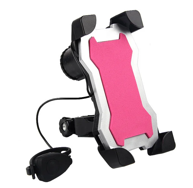

New Design Mountain Bike Electric Horn With 360 Rotation Bicycle Phone Holder, Black pink blue
