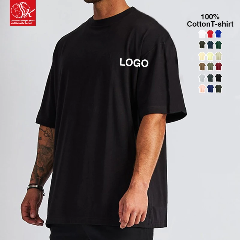 SK Heavy 260g Chinese Fashion Oversized Dropped-Shoulder Crewneck Short-Sleeve T-shirt Unisex Custom Printed Foam Embroidery