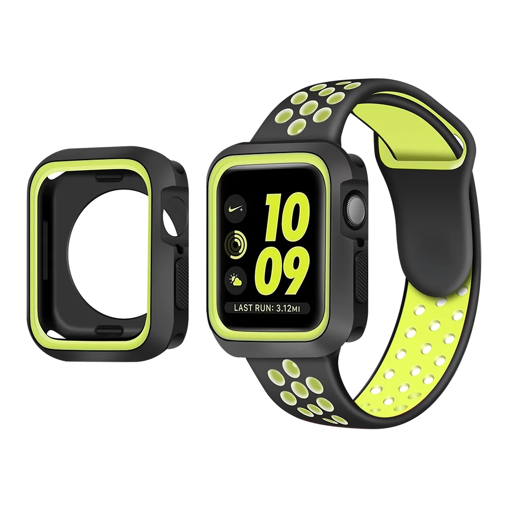 

Popular Silicone+Hard Armor Case for Apple Watch Series 7 45mm 41mm Soft Frame Protective Bumper Cover for iWatch 7 41mm 45mm, Black,gold,silver and so on