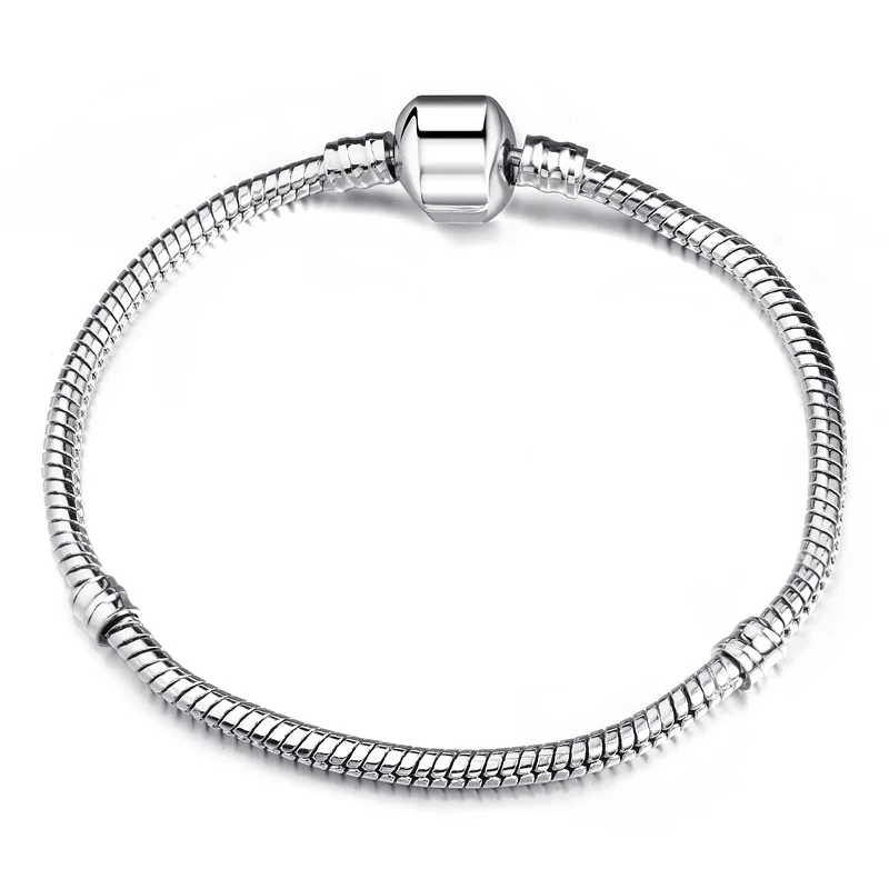 

Wholesale Accessories 3MM Silver Plated Basic Snake Chain Bracelet European DIY Beads Snake Chain Bracelet for Women