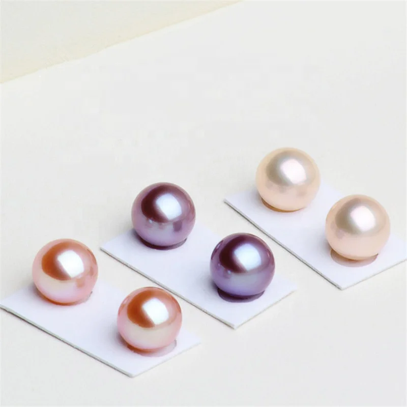 

zhuji Factory 3A new style round shape half hole loose pearls 2.5mm 5mm 7mm 10mm white /pink/purple natural freshwater pearls