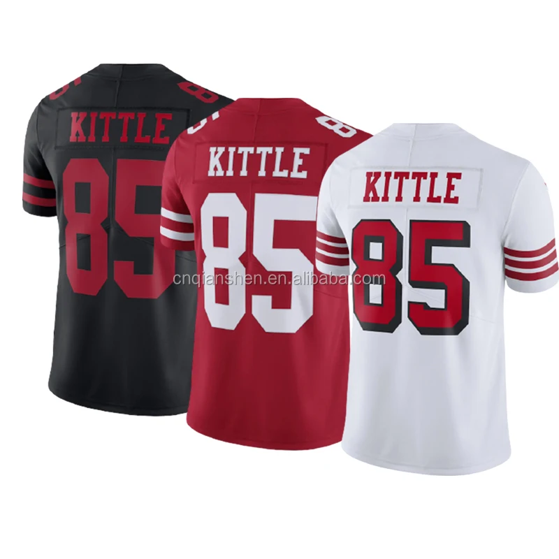 

George Kittle 85 American Football Club Uniform Stitched Jersey 3D Embroidery Mens Shirt Wear Drop Shipping Wholesale
