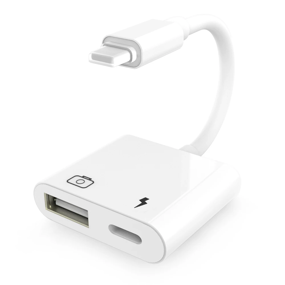 

Lighting USB OTG Camera Adapter Card Reader OTG Connector for iPhone, White