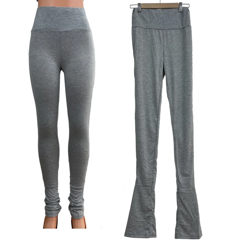 

S-2XL 2021 Sexy Women's Pants & Trousers High Waists Flare Pants Stacked Jogger Pants Women Stacked Yoga Leggings