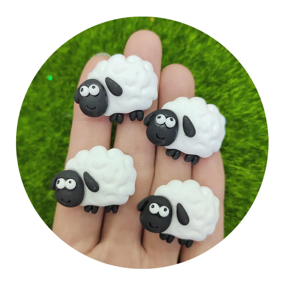 

New Cute 100cs/Lot 24*30MM Resin Cartoon Sheep Animal Series Flat Back Cabochon Scrapbook DIY Embellishments Charm Accessories