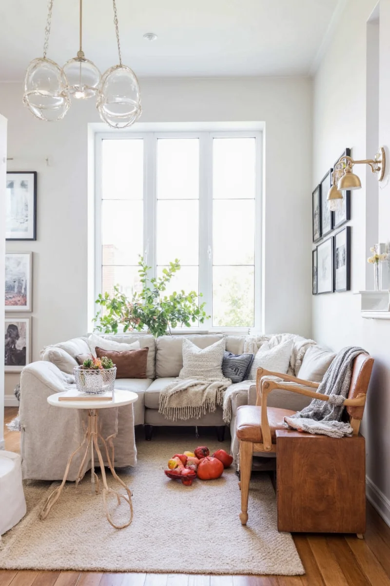 Happy family relaxing in a well-decorated living room