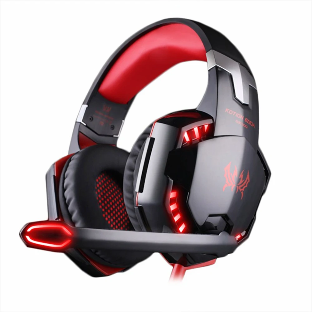 

KOTION EACH Gaming Headphones Headset Deep Bass Stereo wired gamer Earphone Microphone with backlit for PS4 phone PC Laptop