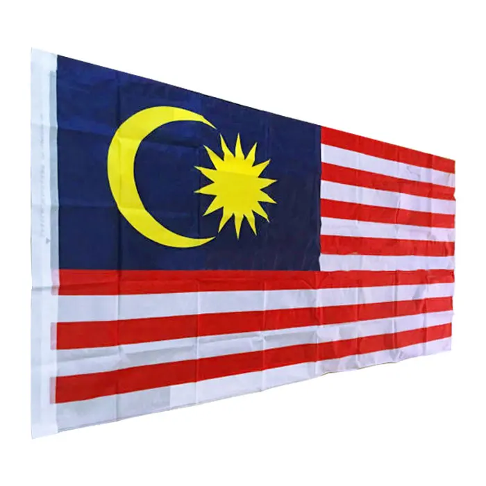 

Wholesale OEM High Quality 110D Polyester 3x5ft Outdoor Hanging National Malaysian Flag With Grommets, Custom color