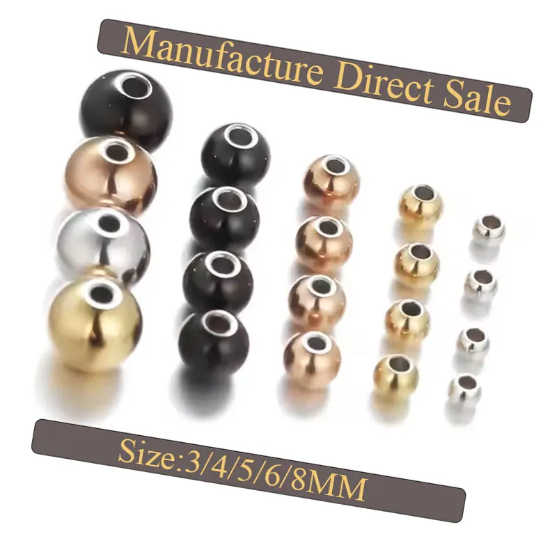 

Stainless Steel Rose Gold Black Spacer Beads For Jewelry Making Accessories Supplies Findings Components