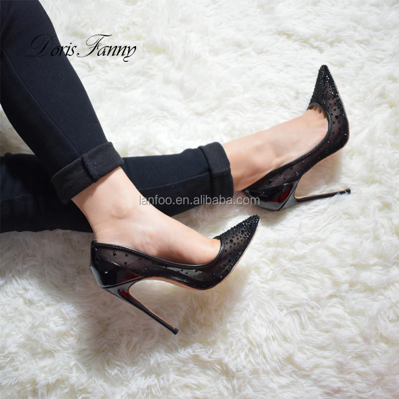 Wholesale Custom Made Black High Heels Wedding Shoes Womens Pumps Size