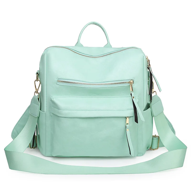 

Vintage Large Capacity High Quality Travel Ladies Bag Pu leather school girls Waterproof backpacks for women