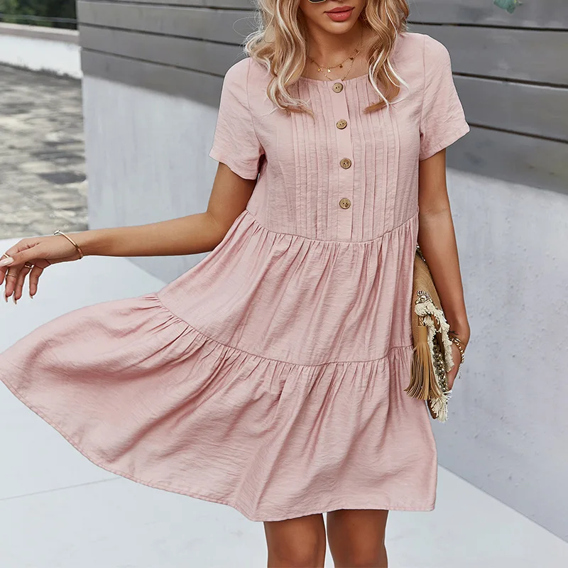 

Summer Dress Women's Sundress Fashion Short Vestido Female Bohemian O Neck Party Shirt Robe Femme, Shown