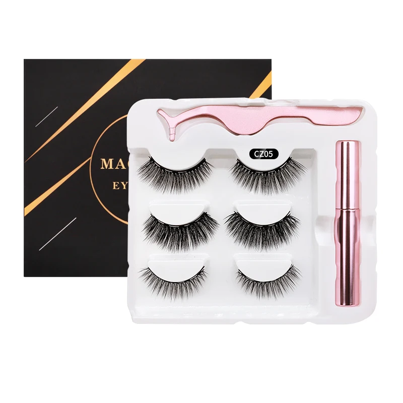 

Dropshipping 3 Pairs 3d False Eyelashes Faux Mink Magnetic Eyelash Vendors Waterproof Magnetic Liquid Eyeliner Single, Black