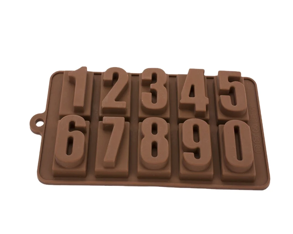 

LD-C0006 Nonstick digit shaped Silicone Baking Mold Silicone Chocolate Cookie Mold, According your pantone color