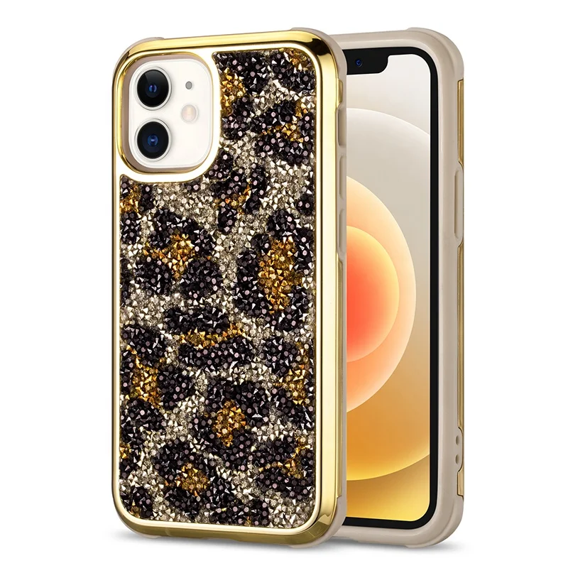 

Saiboro fashion bling diamond rhinestone electroplating pc soft tpu cell phone case for iPhone 11 12 12 pro, Multi