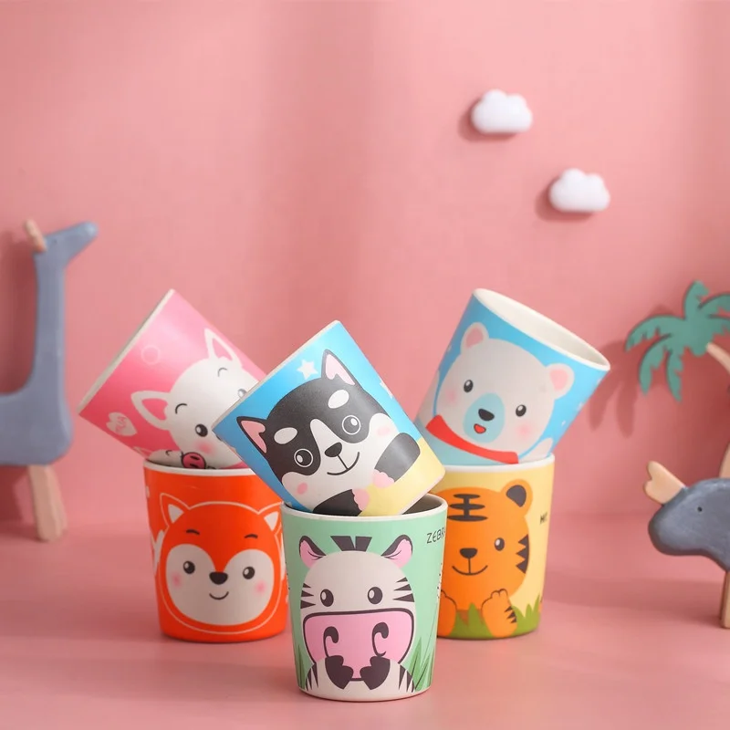 

Natural Bamboo Fiber Cartoon Kids Cup Tumbler Milk Cup Baby Mug 3313