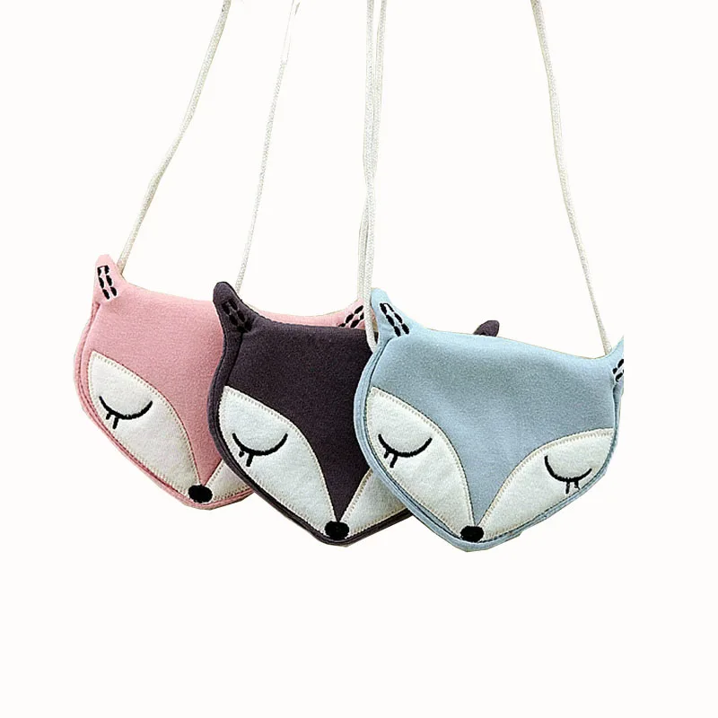 

In stock knit cotton fox design kids animal purse mini bag baby coin wallet, As picture show