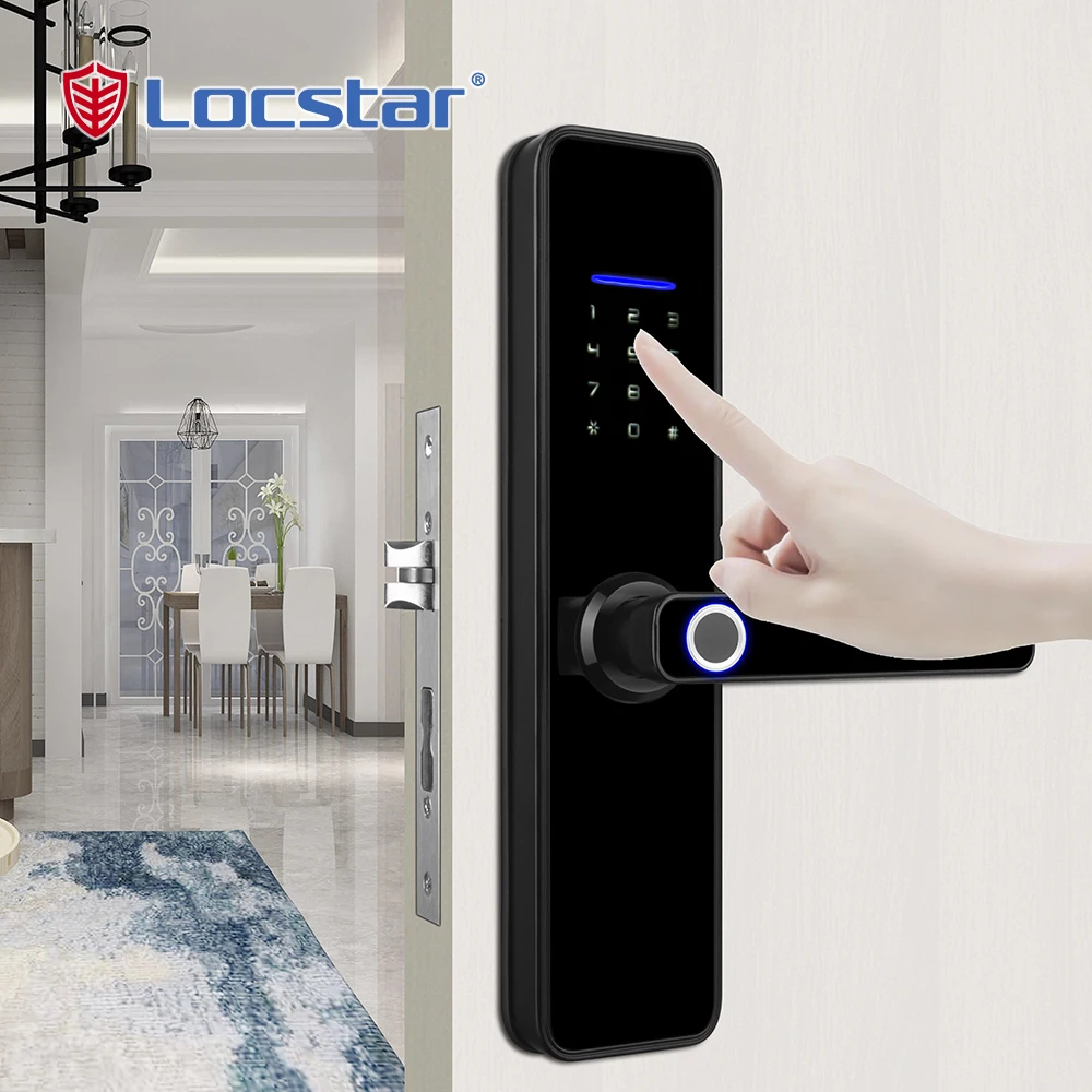 

Locstar New Product Home Fingerprint Smart Lock Tuya And TTlock Password Electronic Door Lock