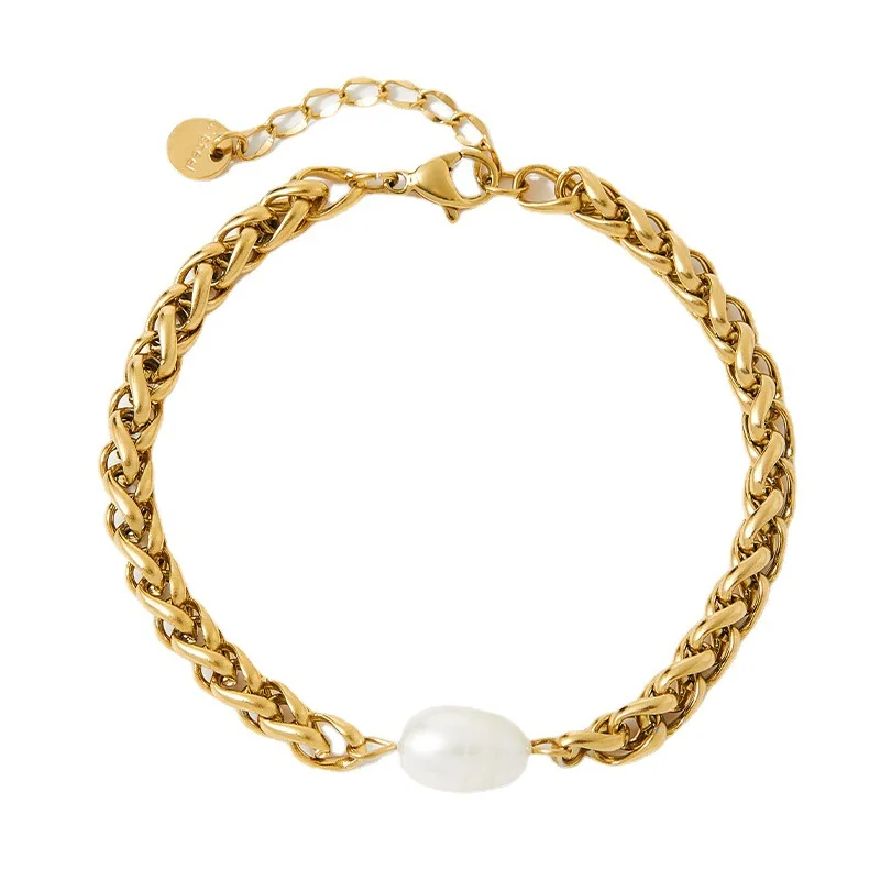 

New Fashion Jewelry Wholesaler Stainless Steel 18K Gold Pearl Bracelet For Women