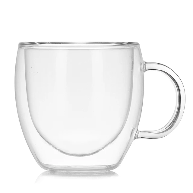 

Hot Sale In The World Borosilicate Insulated Double Wall Glass Coffee Cup Glass Juice Mug Glass Coffee Mug With Handle