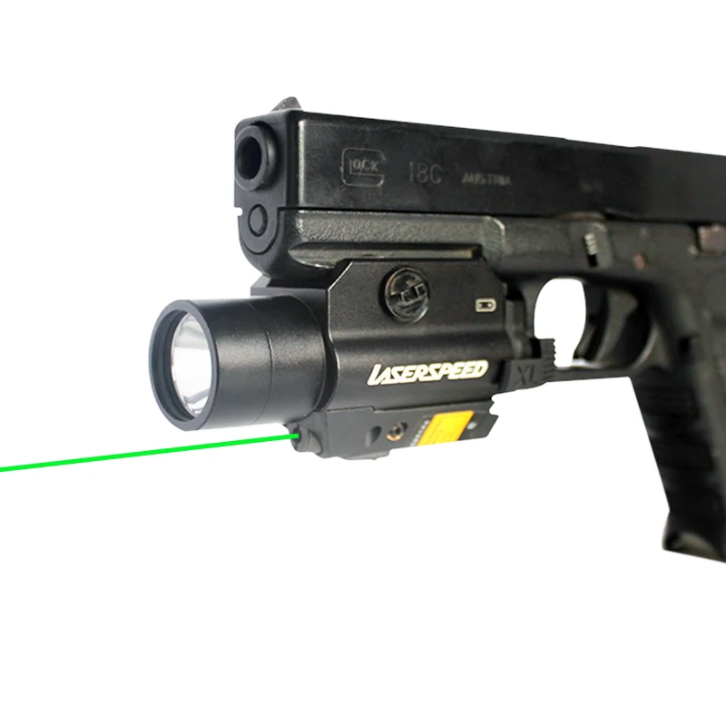 

Tactical LED Weapon Gun Light with Green Laser Sight Flashlight Combo Pistol Light