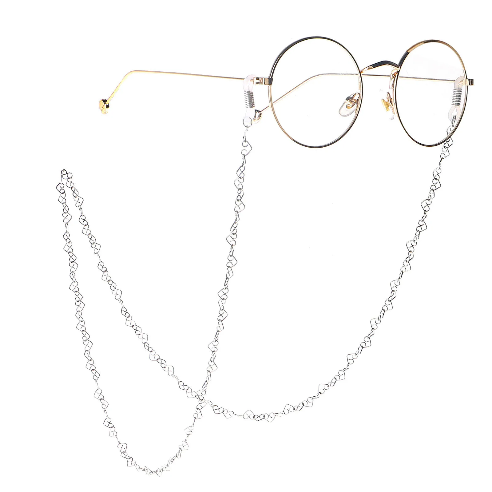 

Fashion Girl Europe Women Heart Silver Tone Stainless Steel Jewelry Sunglasses Glasses Chains