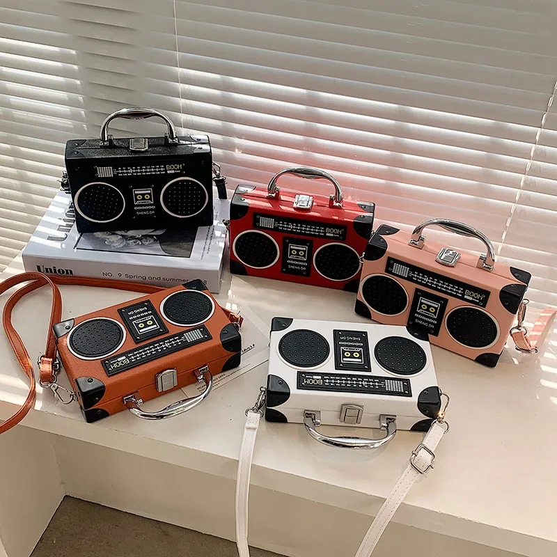 

2021 Ladies Fashion Small Purse PU Leather Radio Shoulder Bag, 4 colors