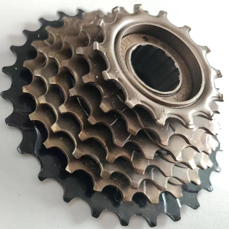 

14-28T 7-speed bicycle flywheel Cassette flywheel black locking ring bicycle freewheel bicycle accessories, Brown