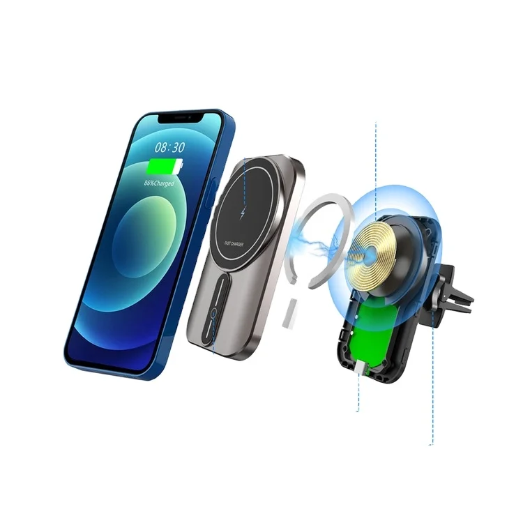 

2021 Ibd 15w Car Wireless Phone Charger Automatic Clamp Qi Wireless Charger Car Magnetic Charge Wireless Car Mount Charger, Dumb gun color-standard