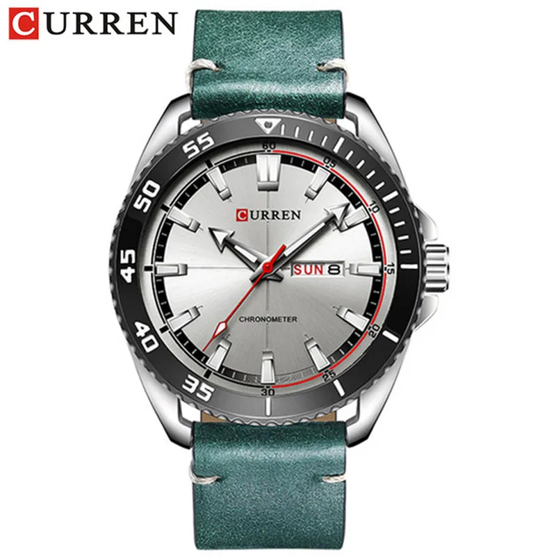 

2019 New CURREN 8272 Top Brand Luxury Watch Men Week Date Display Fashion Leather Quartz Wrist Watches Relogio Masculino