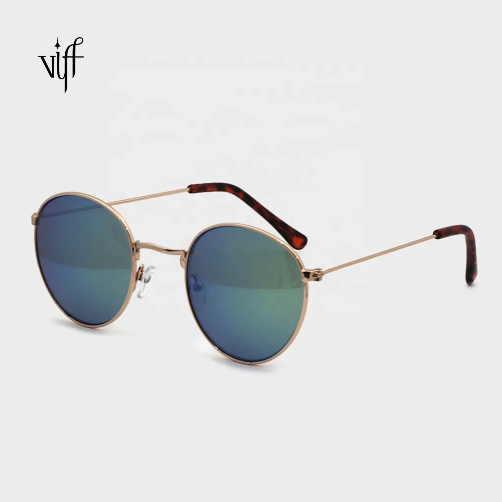 

VIFF Luxury Fashion Shades HM18182 Classic Metal Temples Nail Sunglasses Mirrored Round Polarized High Quality Sun Glasses