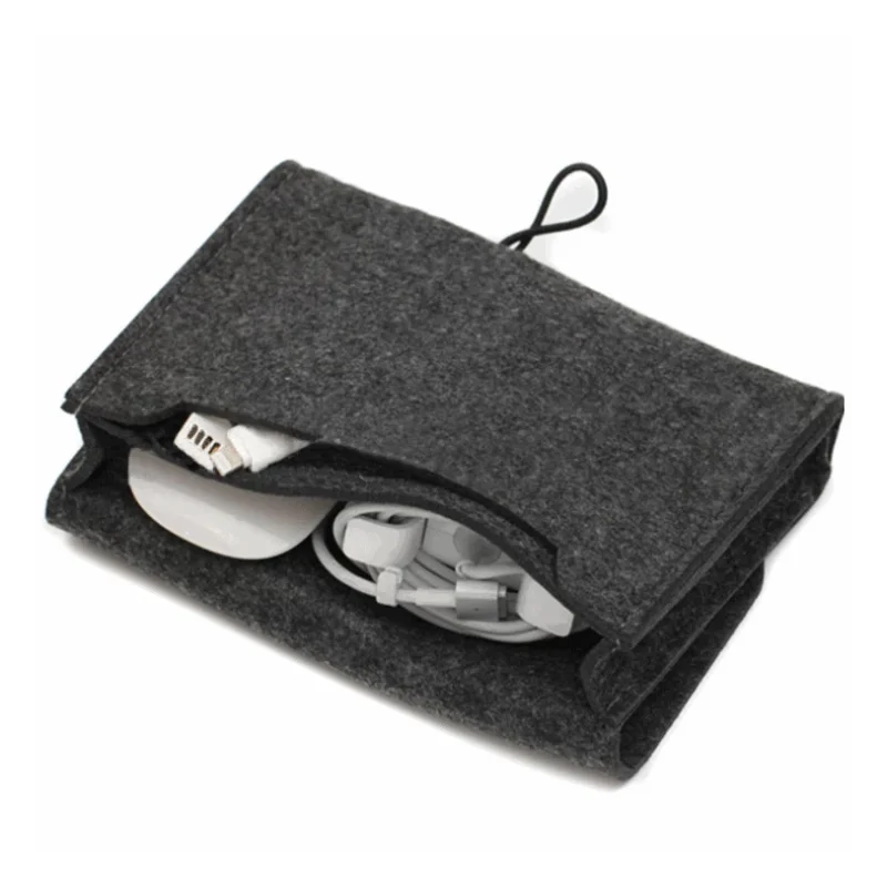 Felt Pouch Chargers Storage Bags USB Data Cable Mouse Organizer Package Mouse Cover Protector