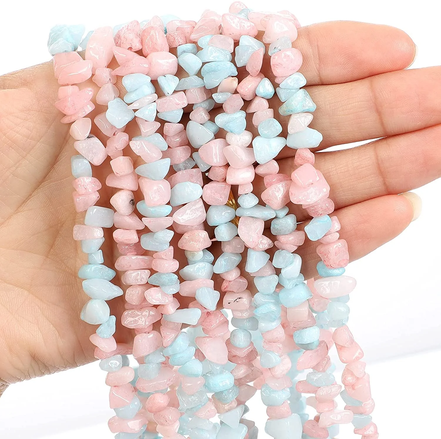 

Multicolor pink natural morganite chips beads hand polish garnet chip bead strand for Jewelry Making