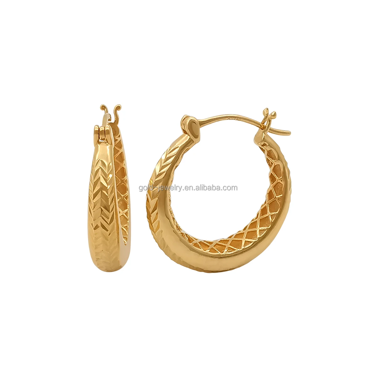 

New Arrival AU750 18K Solid Yellow Gold Hoop Earring Unique Pretty Design Real Gold Earrings Fine Jewelry Chinese Gold