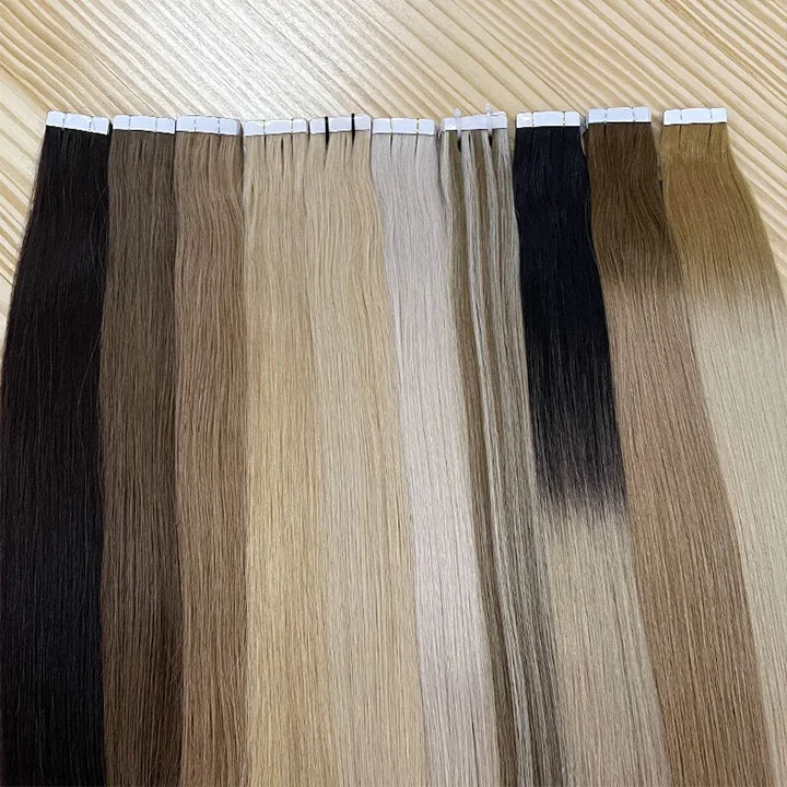 

Wholesale cuticle aligned virgin human remy hair extension tape in straight natural invisible tape hair extension hair vendor